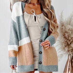 Oversized Cardigan- Color block 
Love Riche Grandpa Approved
